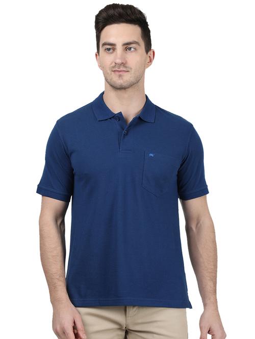 blue solid polo t-shirt - 17687387 - Standard Image - 1