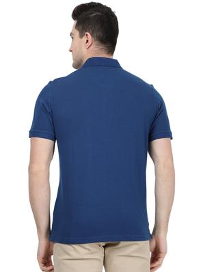 blue solid polo t-shirt - 17687387 - Standard Image - 3