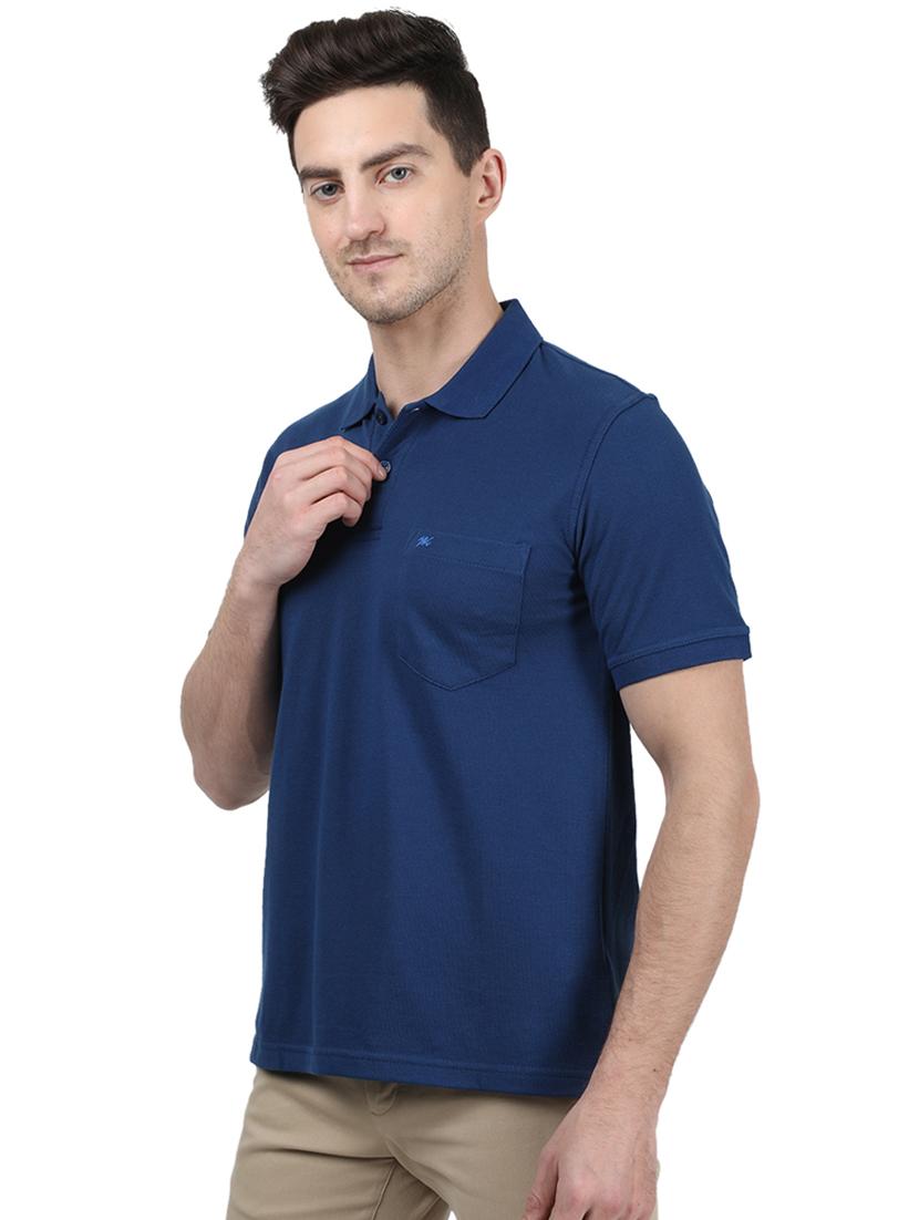 blue solid polo t-shirt - 17687387 - Zoom Image - 2