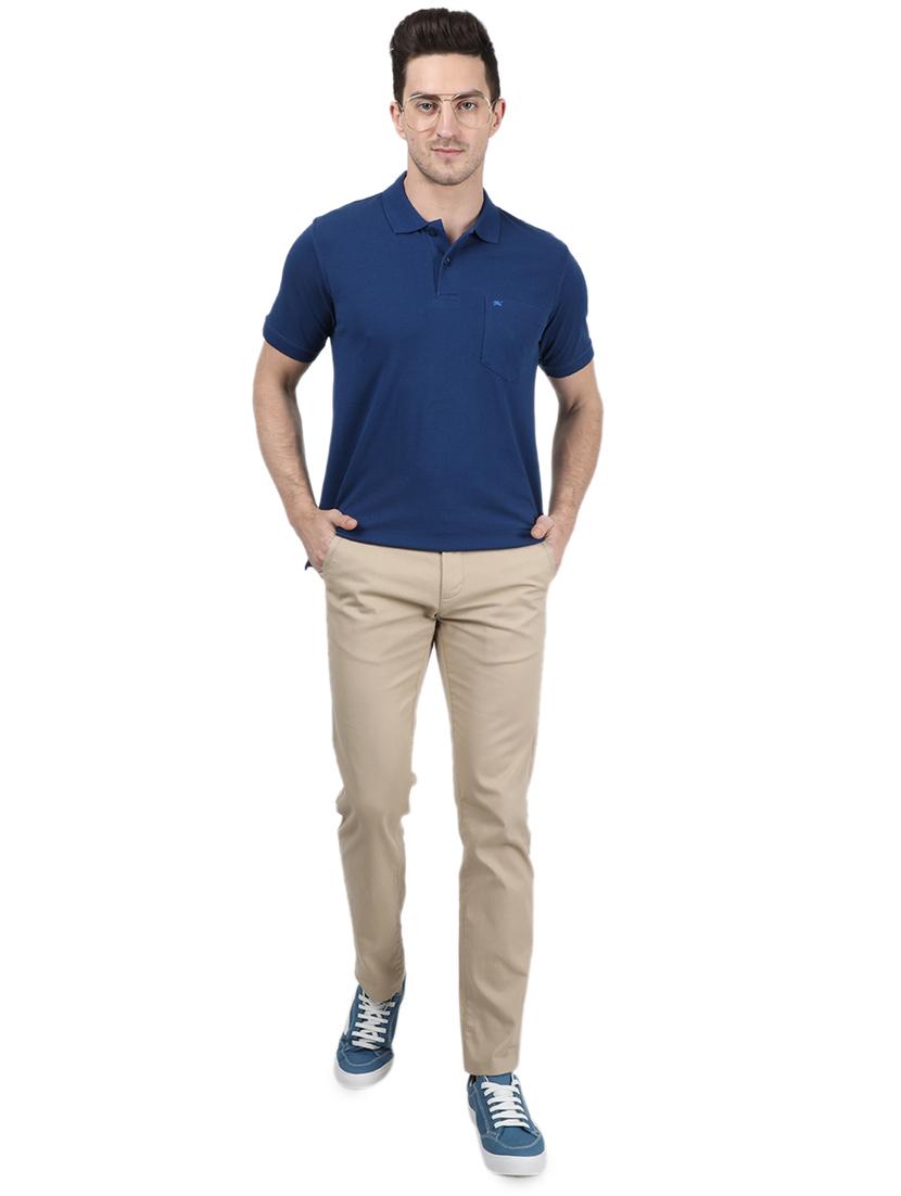 blue solid polo t-shirt - 17687387 - Zoom Image - 4