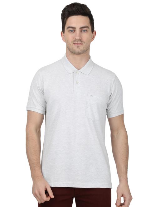 grey solid polo t-shirt - 17687388 - Standard Image - 1