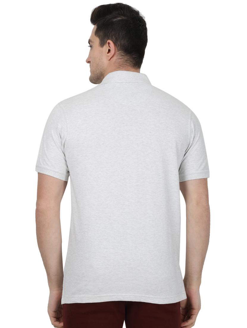 grey solid polo t-shirt - 17687388 - Zoom Image - 3