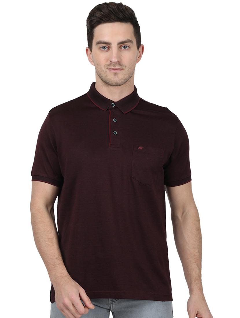 maroon solid polo t-shirt - 17687395 - Zoom Image - 1