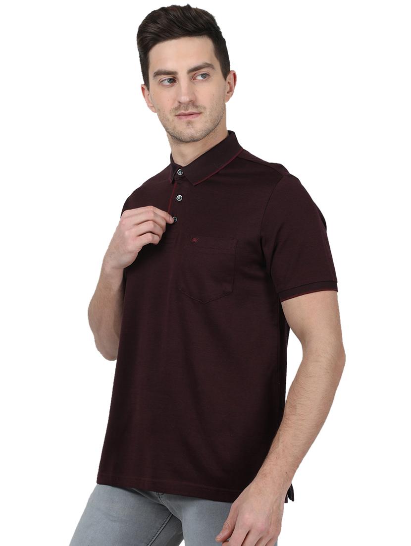 maroon solid polo t-shirt - 17687395 - Zoom Image - 2