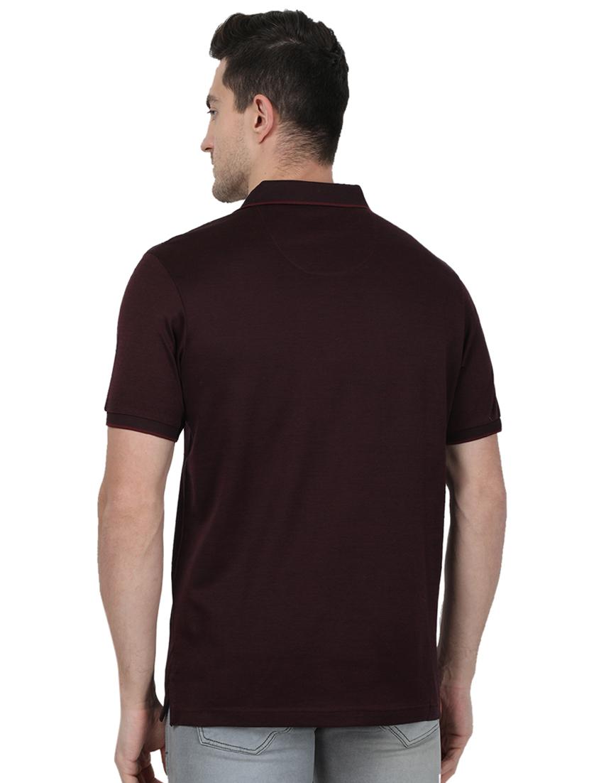 maroon solid polo t-shirt - 17687395 - Zoom Image - 3