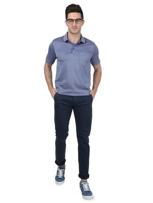 blue solid polo t-shirt - 17687397 - Standard Image - 4