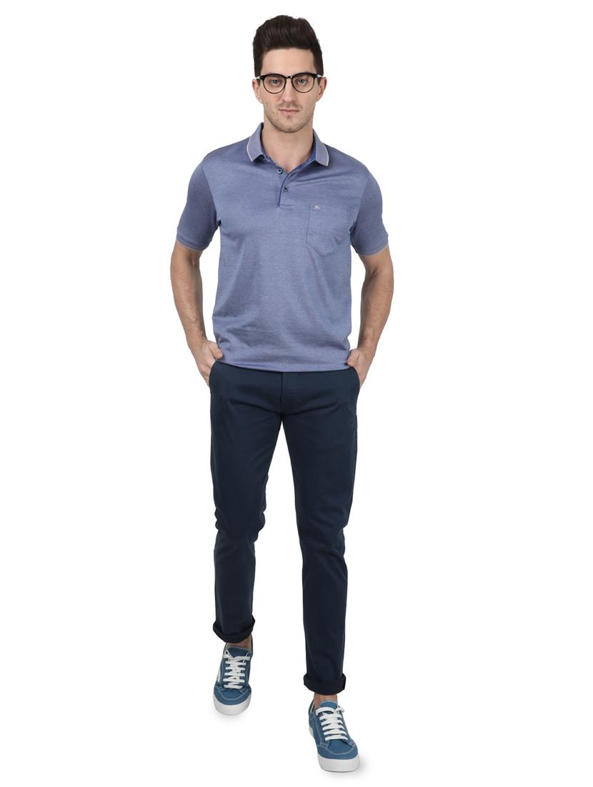 blue solid polo t-shirt - 17687397 - Zoom Image - 4