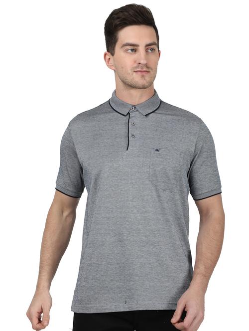 grey solid polo t-shirt - 17687398 - Standard Image - 1