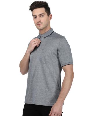 grey solid polo t-shirt - 17687398 - Standard Image - 2