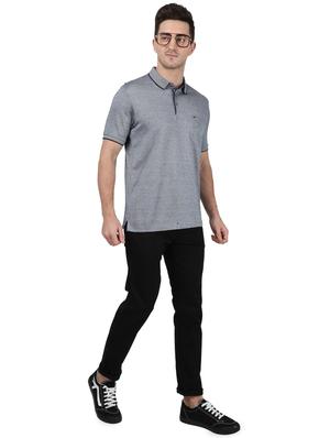 grey solid polo t-shirt - 17687398 - Standard Image - 4