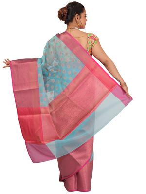 self design banarasi saree with blouse - 17687435 - Standard Image - 2