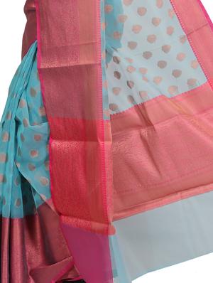 self design banarasi saree with blouse - 17687435 - Standard Image - 3