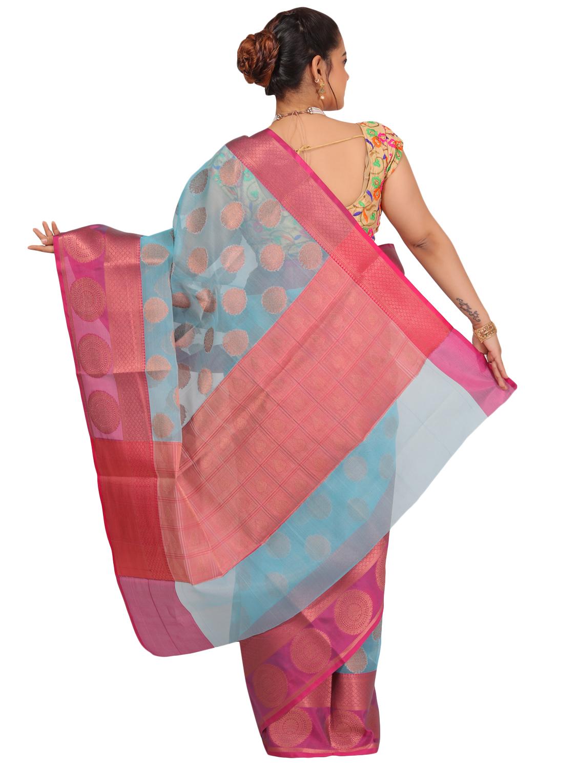 self design banarasi saree with blouse - 17687441 - Zoom Image - 2