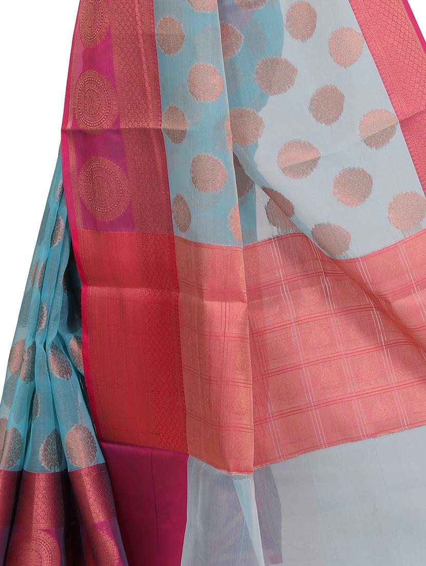 self design banarasi saree with blouse - 17687441 - Zoom Image - 3