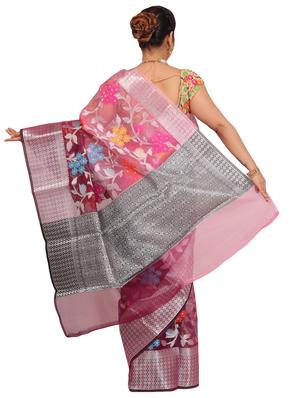 floral banarasi saree with blouse - 17687446 - Standard Image - 2