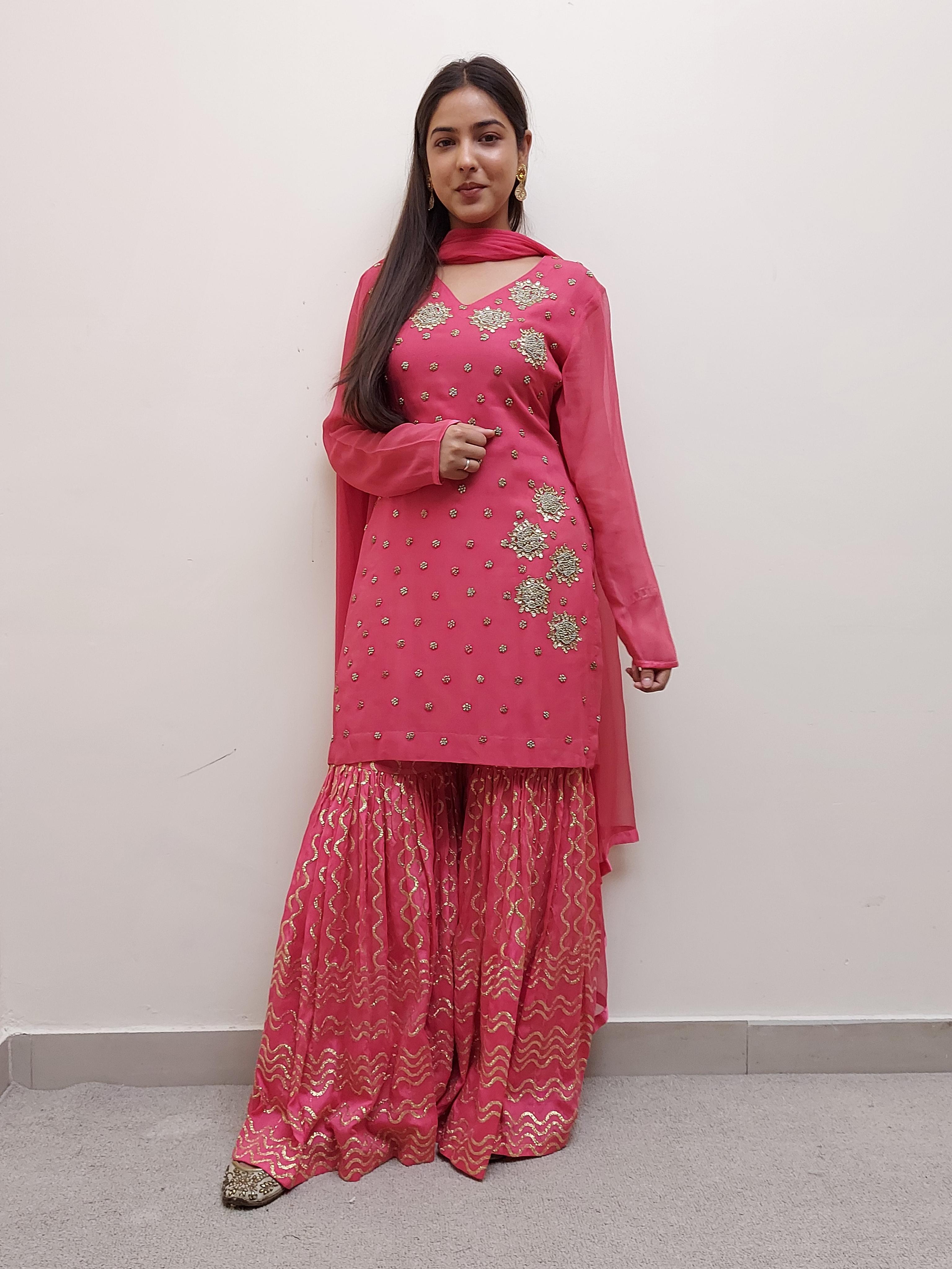 embroidered party sharara suit set - 17687566 - Zoom Image - 1
