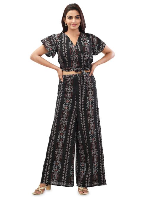 printed crop top with palazzo set - 17687807 - Very Small Image - 1