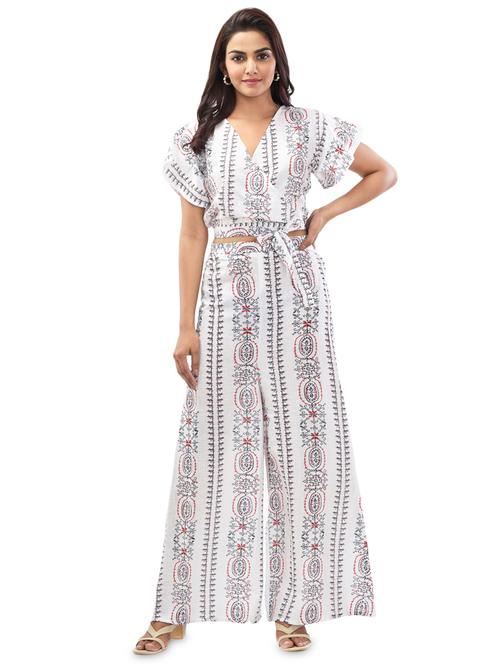 printed crop top with palazzo set - 17687809 - Very Small Image - 1