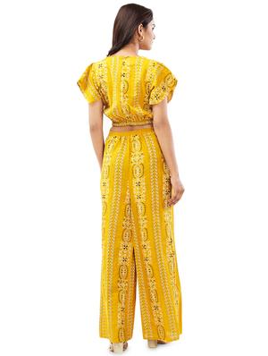 printed crop top with palazzo set - 17687810 - Standard Image - 3