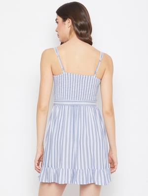 tie front striped a-line dress - 17687978 - Standard Image - 3