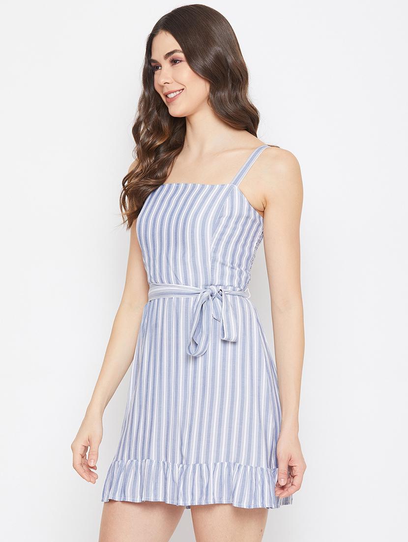 tie front striped a-line dress - 17687978 - Zoom Image - 2
