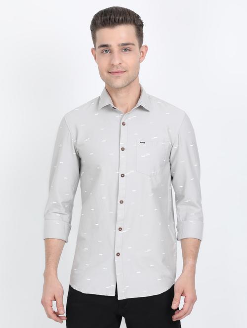 grey printed casual shirt - 17688043 - Standard Image - 1