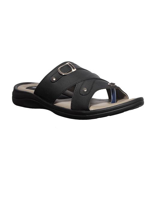 black synthetic & mesh slip on sandals - 17688969 - Standard Image - 1