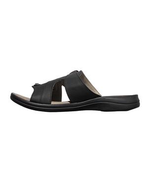 black synthetic & mesh slip on sandals - 17688969 - Standard Image - 3
