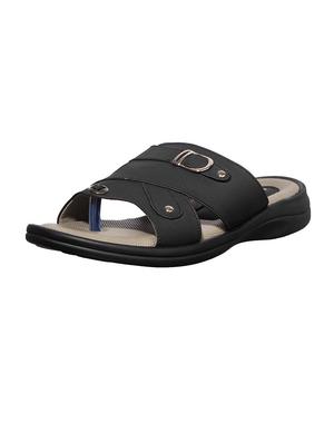 black synthetic & mesh slip on sandals - 17688969 - Standard Image - 5