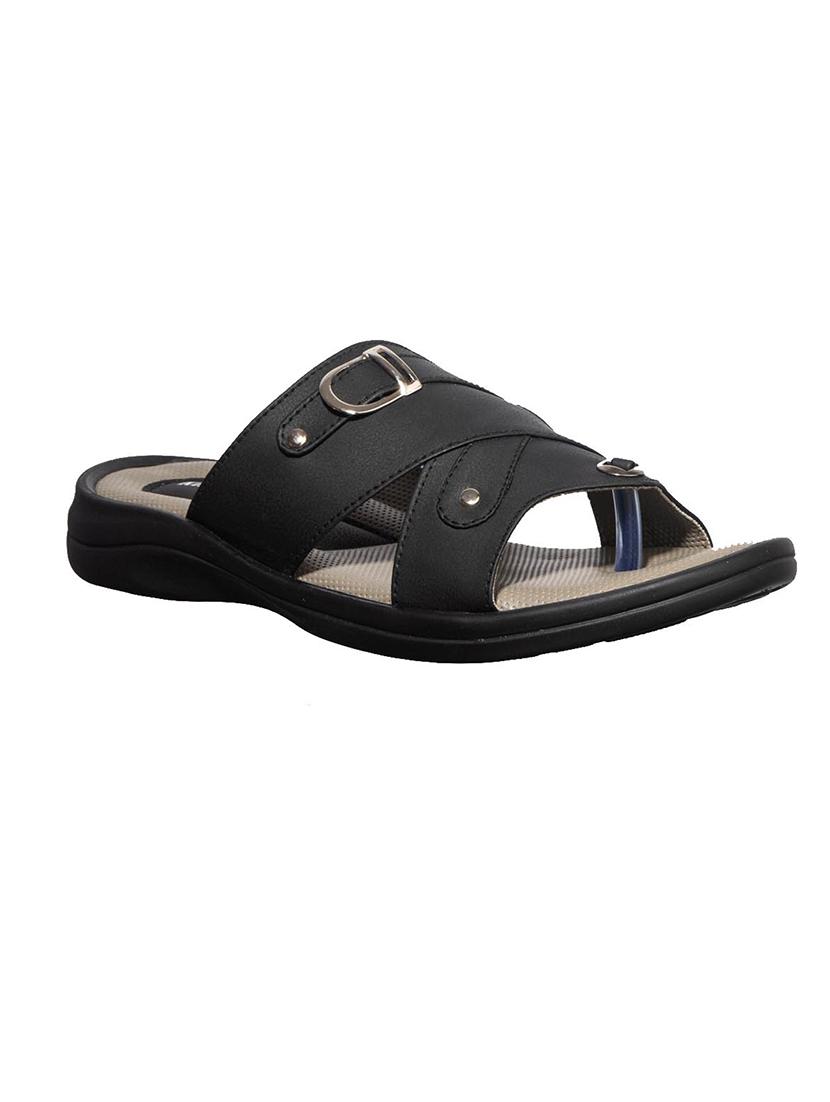 black synthetic & mesh slip on sandals - 17688969 - Zoom Image - 1