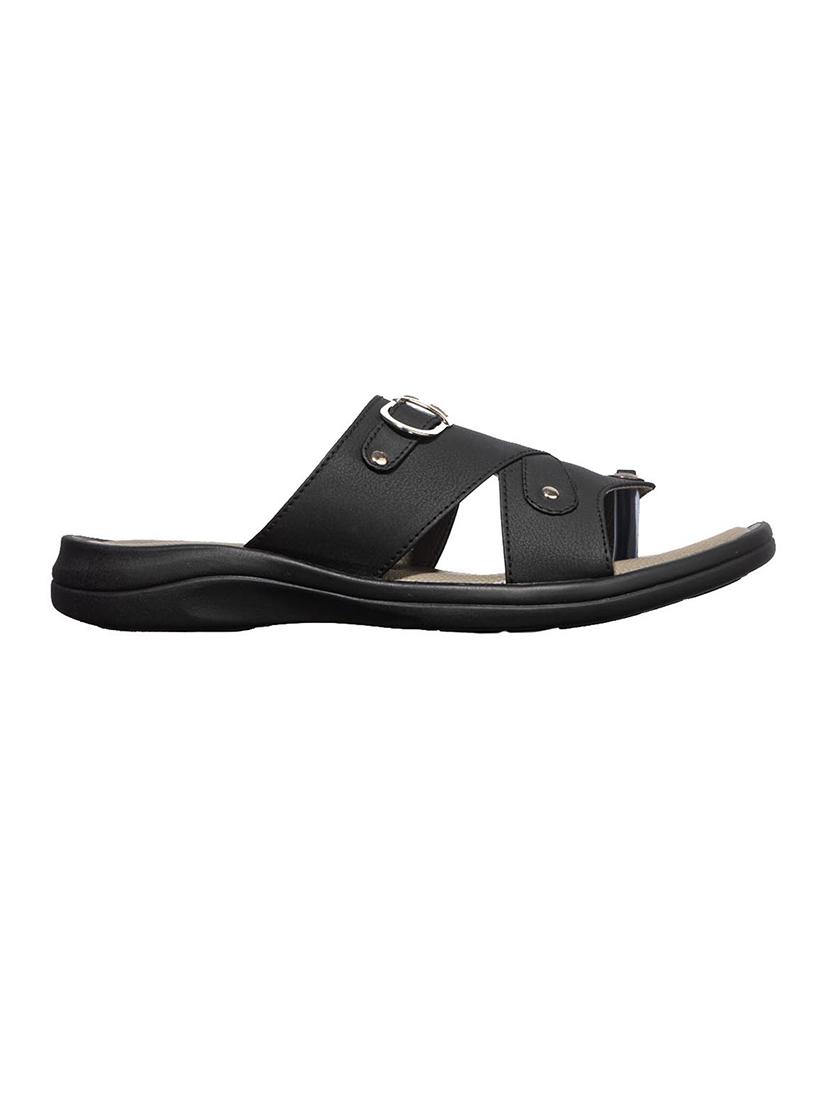 black synthetic & mesh slip on sandals - 17688969 - Zoom Image - 2