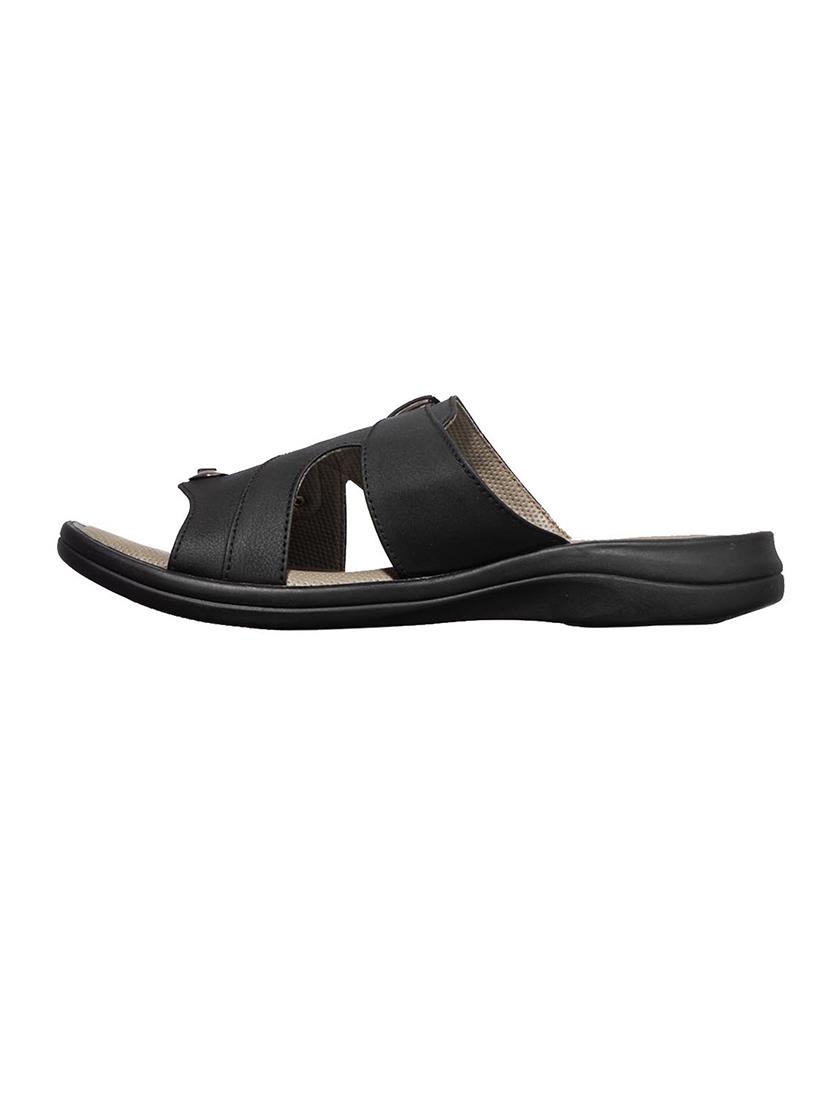black synthetic & mesh slip on sandals - 17688969 - Zoom Image - 3