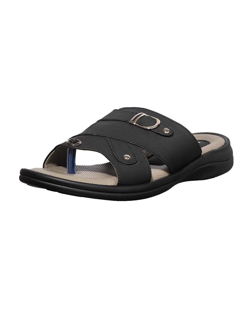 black synthetic & mesh slip on sandals - 17688969 - Zoom Image - 5