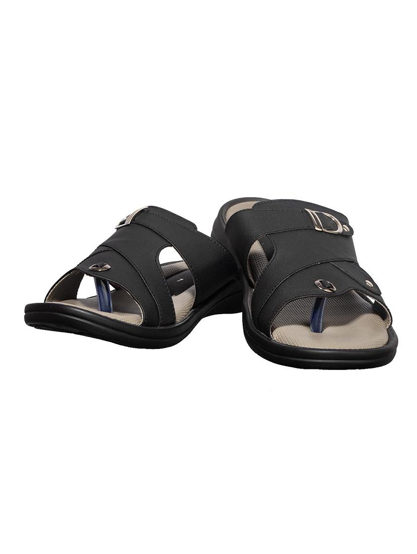 black synthetic & mesh slip on sandals - 17688969 - Zoom Image - 6