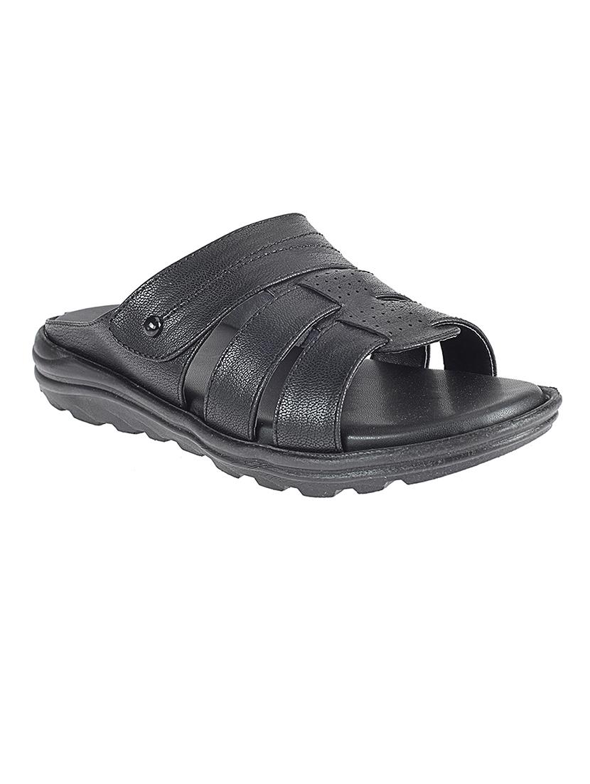 black synthetic & mesh slip on sandals - 17688980 - Zoom Image - 1
