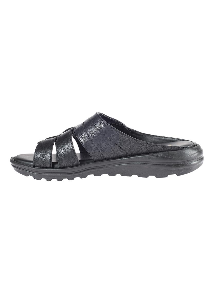 black synthetic & mesh slip on sandals - 17688980 - Zoom Image - 3
