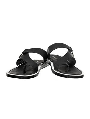 black synthetic & mesh slip on slippers - 17688987 - Standard Image - 4