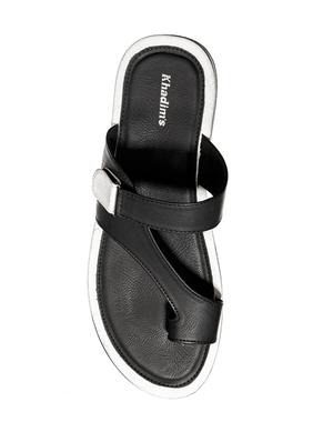 black synthetic & mesh slip on slippers - 17688987 - Standard Image - 5