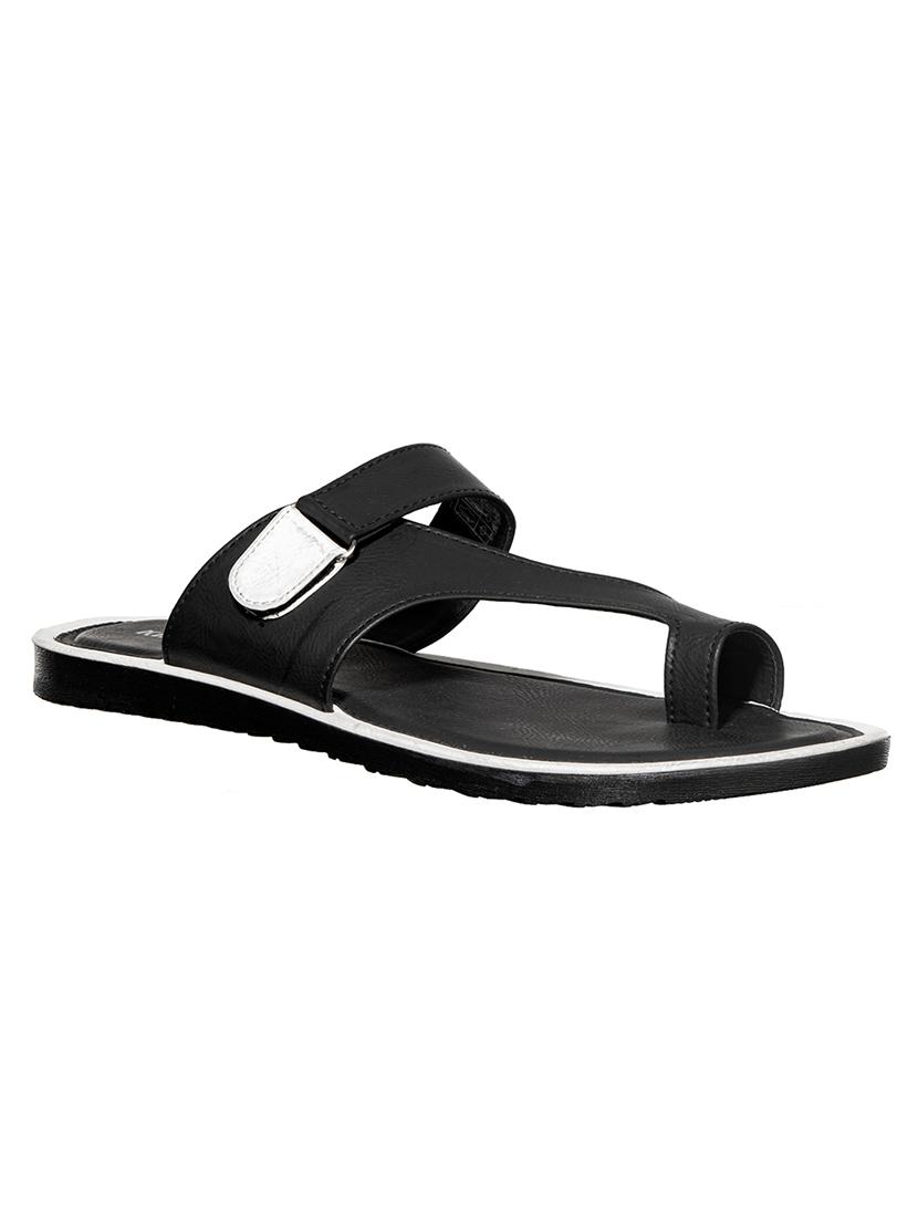 black synthetic & mesh slip on slippers - 17688987 - Zoom Image - 1
