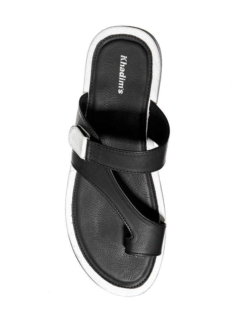 black synthetic & mesh slip on slippers - 17688987 - Zoom Image - 5