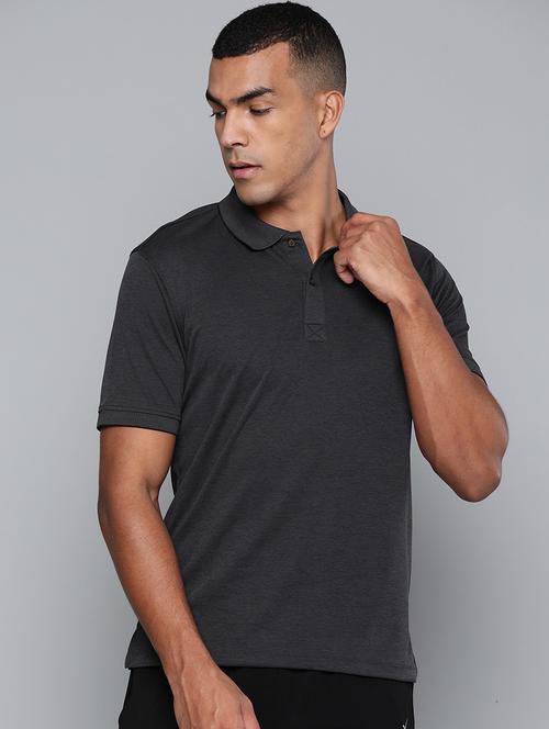 grey solid polo t-shirt - 17689068 - Standard Image - 1