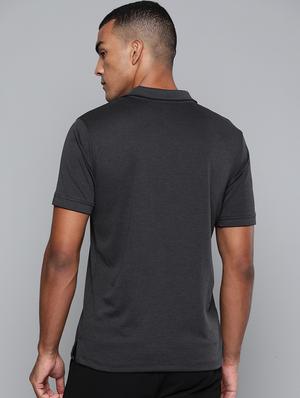 grey solid polo t-shirt - 17689068 - Standard Image - 3