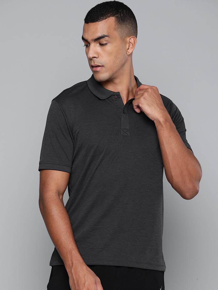 grey solid polo t-shirt - 17689068 - Zoom Image - 1