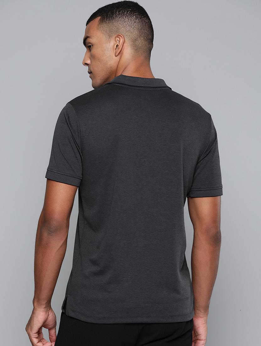 grey solid polo t-shirt - 17689068 - Zoom Image - 3