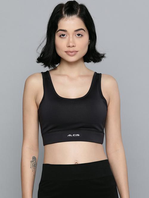 black cut out back sports bra - 17689070 - Standard Image - 1