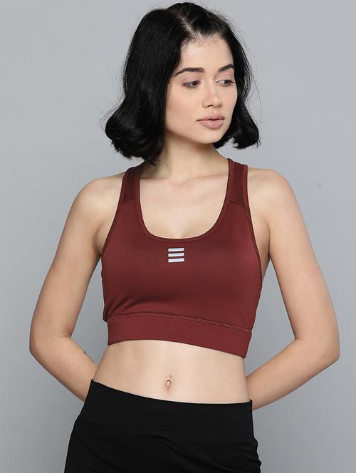 maroon cut out back sports bra - 17689071 - Standard Image - 1
