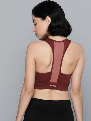 maroon cut out back sports bra - 17689071 - Standard Image - 3