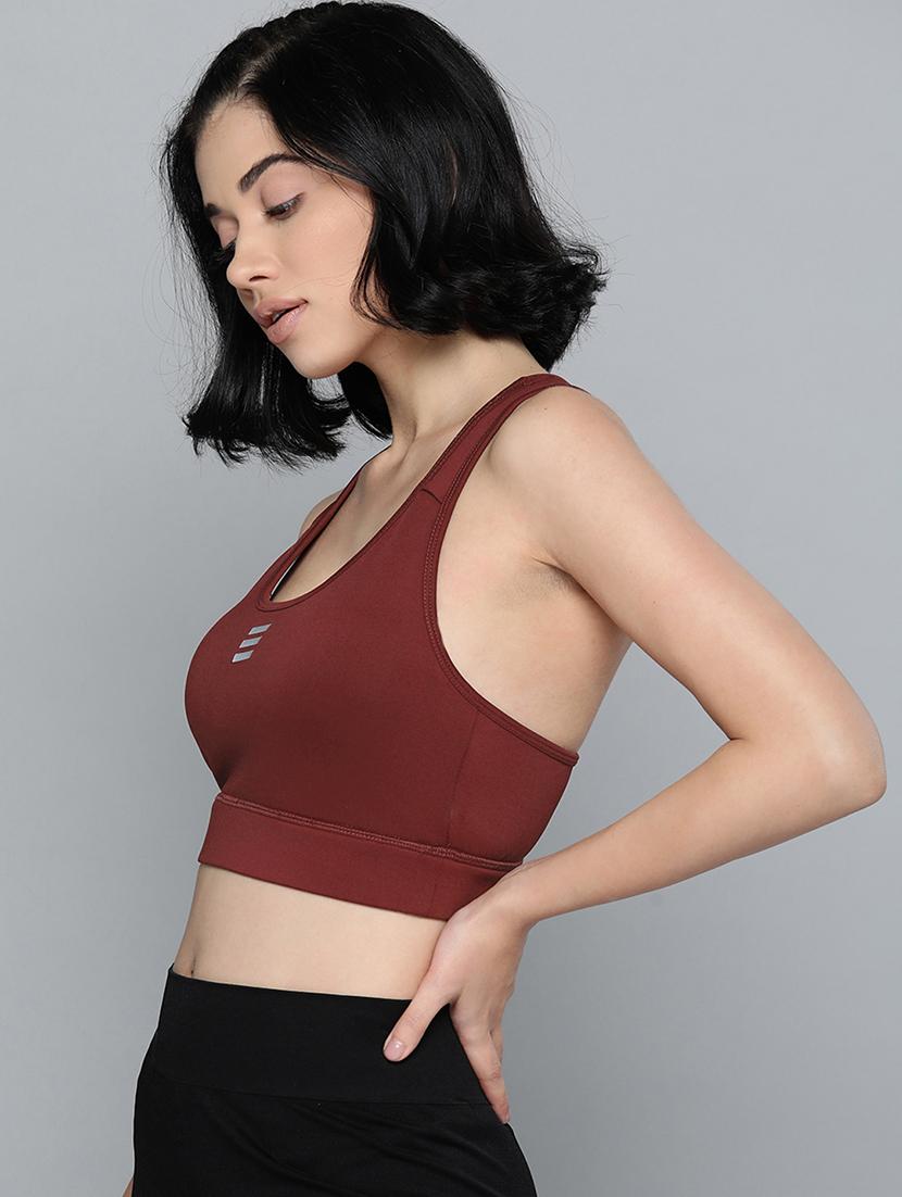 maroon cut out back sports bra - 17689071 - Zoom Image - 2