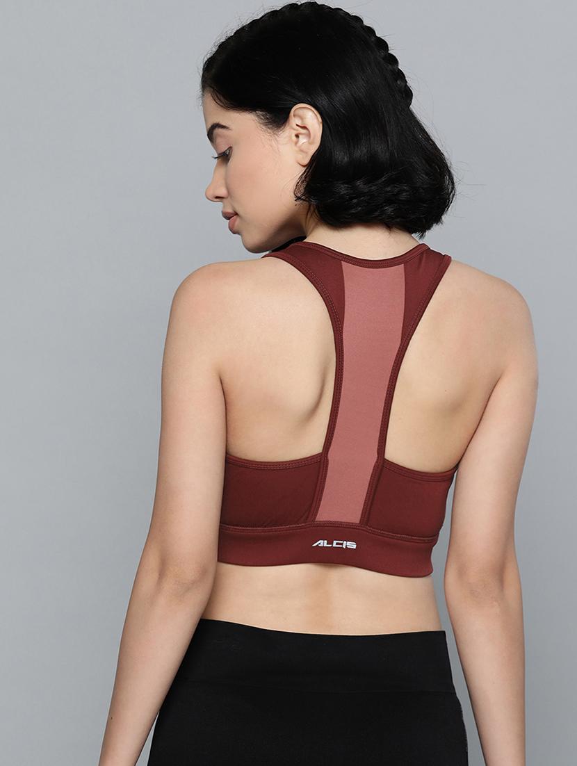 maroon cut out back sports bra - 17689071 - Zoom Image - 3