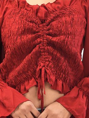 bell sleeved ruched crop top - 17689085 - Standard Image - 5